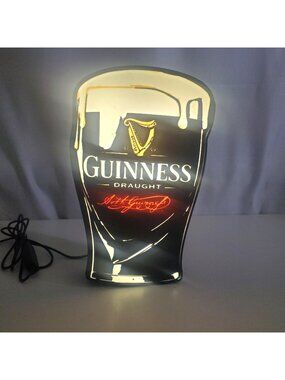 Guinness Draught Stout LED Light Box Sign - Iconic Pint Glass Design